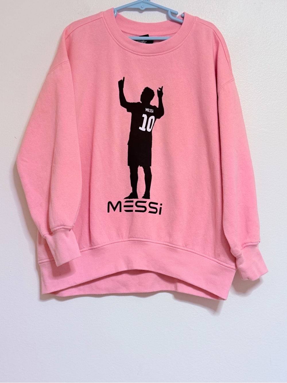Messi Pink Crewneck Sweater - kids Graphic Sweatshirt medium